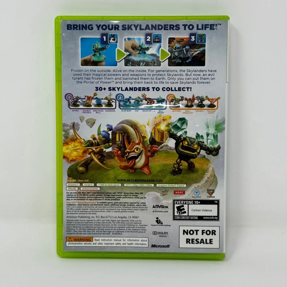 Skylanders Spyros Adventure Xbox 360 CIB Manual Not For Resale 2011 Activision